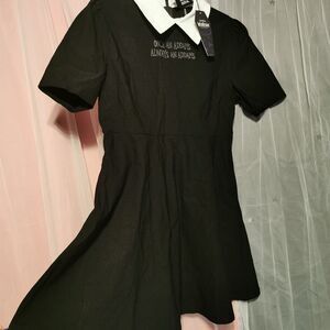 Killstar Dress Size Large Wednesday Black Skater Dress Peter Pan Goth Halloween